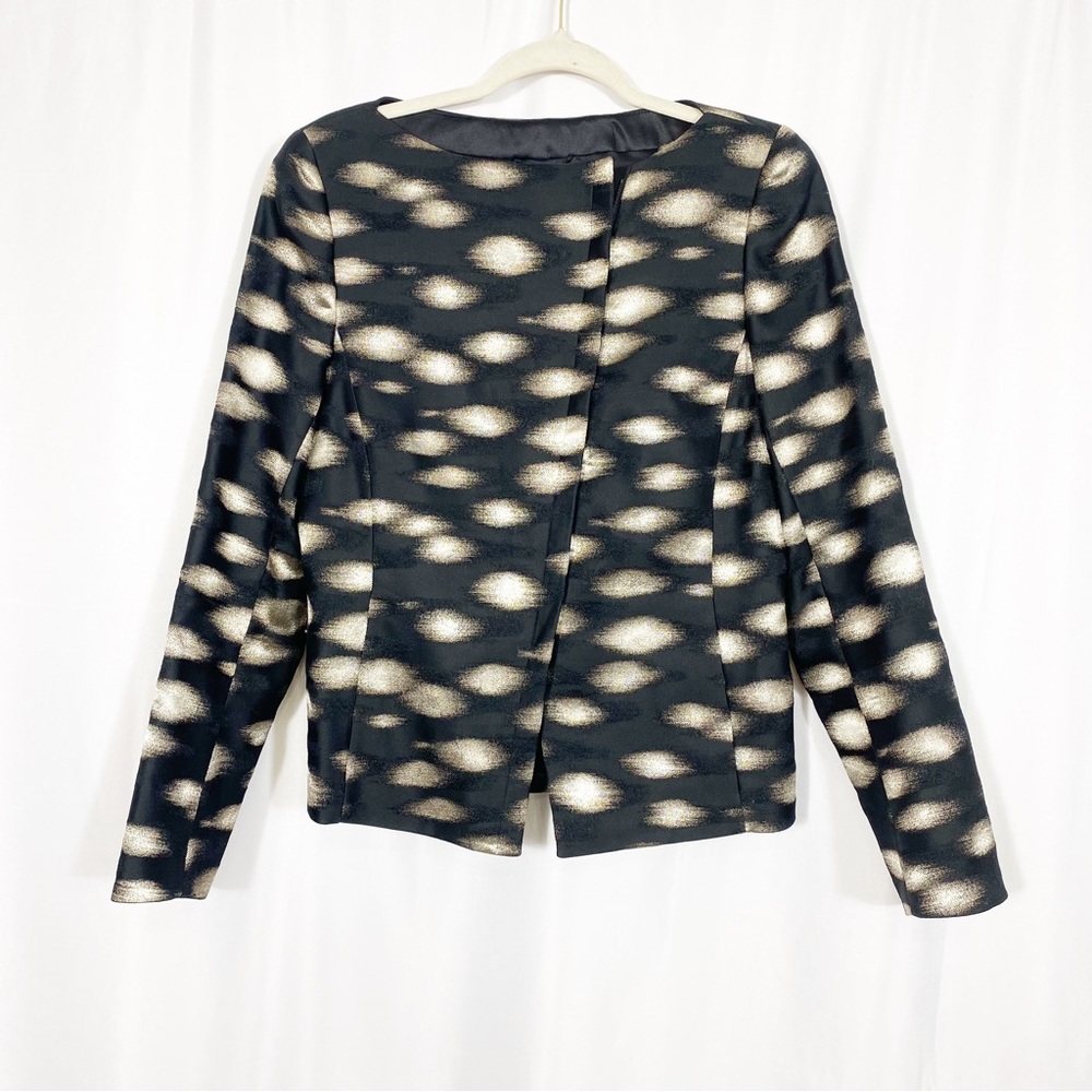 AKRIS Cotton Blend Full Zip Blazer Jacket Metallic Printed Luxury Art To Wear - Picture 2 of 9